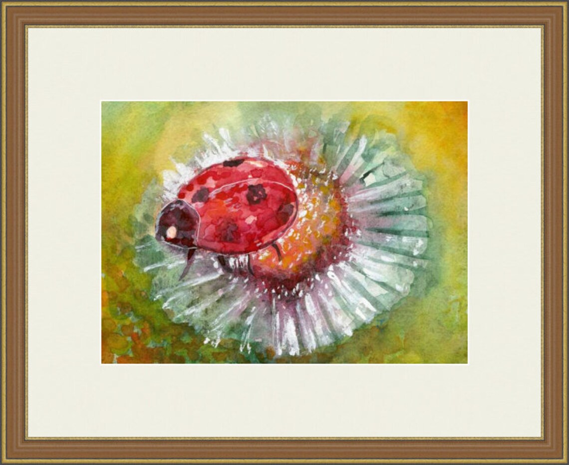Marienkäfer Malerei Original Kunst Aquarell kleine Kunstwerk | Etsy