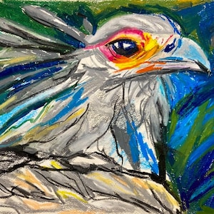 ORIGINAL art oil pastel on paper painting Eagle wall art bird artwork 9x12”