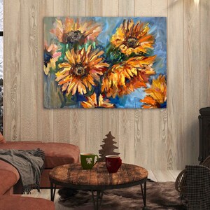 Sunflower Oil Painting ORIGINAL Art Impasto Floral Wall Art Flower ...