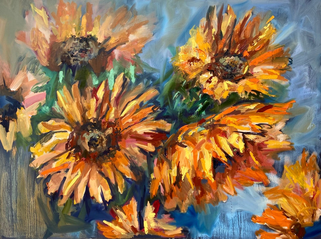 Sunflower Oil Painting ORIGINAL Art Impasto Floral Wall Art Flower ...