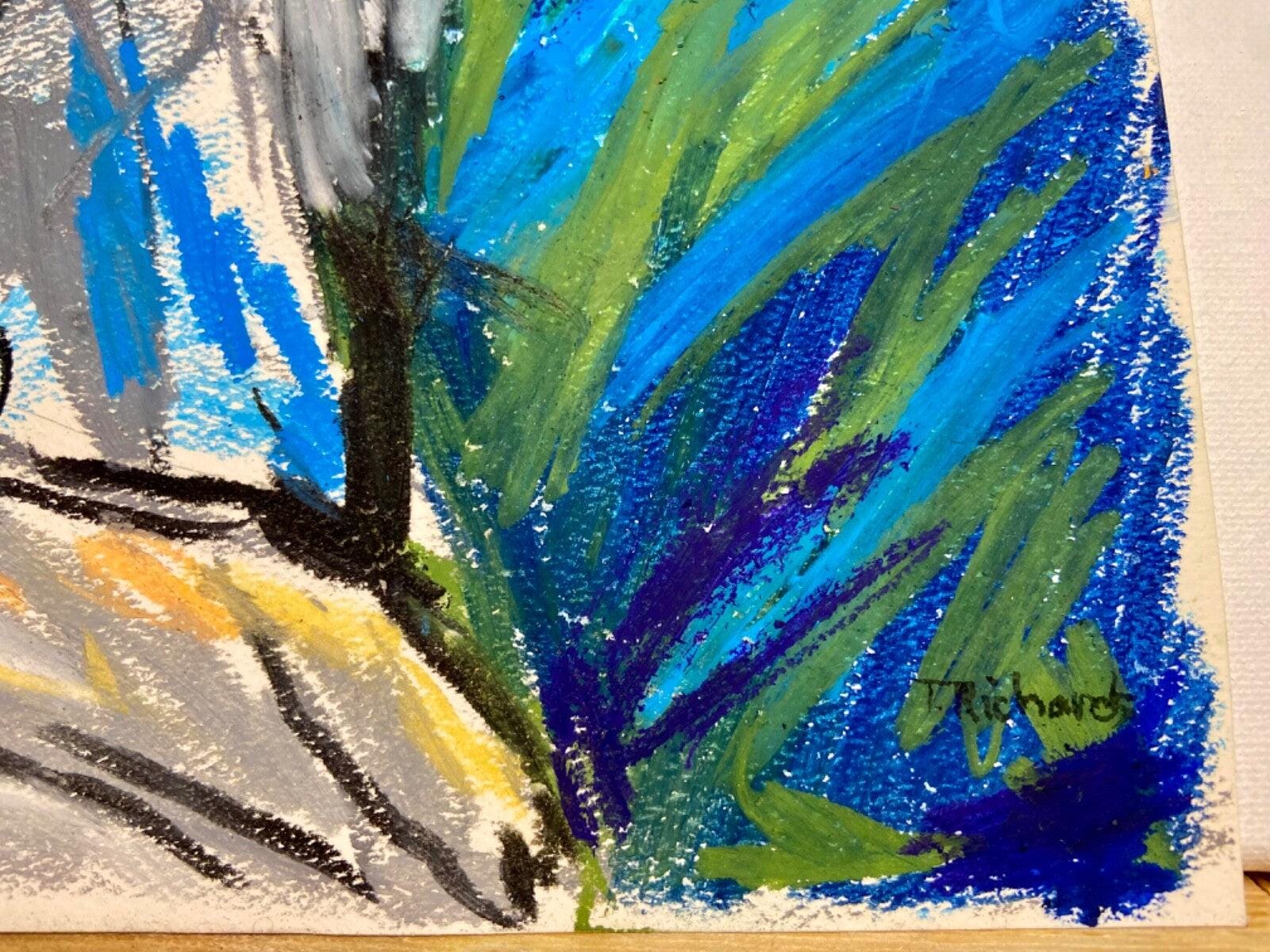 ORIGINAL Art Oil Pastel on Paper Painting Eagle Wall Art Bird Artwork ...