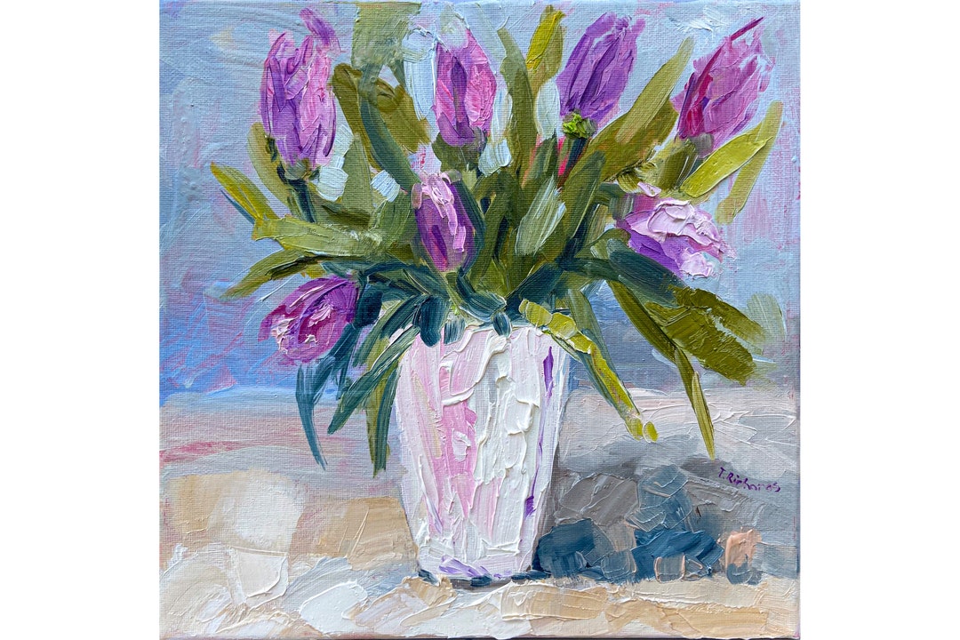 Tulip Painting Impasto ORIGINAL Art Floral Artwork Flower Oil Painting ...