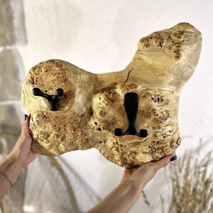 Wooden Wall Mount Hook Rack, Handmade Poplar Burl Wall Hanger, Custom Coat Hanger, Farmhouse Wall Décor