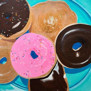 Donuts on a Plate Original Acrylic Painting Art Print