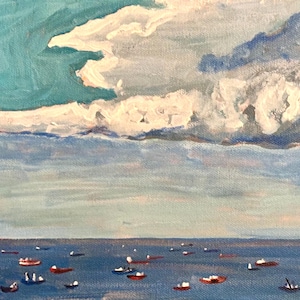 Singapore Boats Original Acrylic Painting Art Print