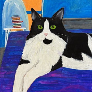 Tuxedo Cat Original Art Print Acrylic Painting