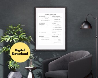 Referencia matemática para el examen hipotecario (PDF) / Guía matemática instantánea para agentes de préstamos / Ayuda de estudio SAFE MLO / Hoja de fórmulas hipotecarias imprimible