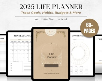 2025 Digital Life Planner, Undated Life Planner, Digital PDF, Hyperlinked Digital Planner, GoodNotes & Notability Compatible