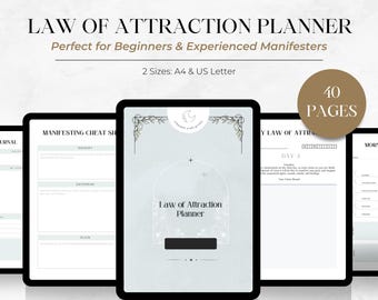 Law of Attraction Planner, Manifestation Journal, Digital and Printable Planner, Manifestation Planner, Goal-Setting Organizer