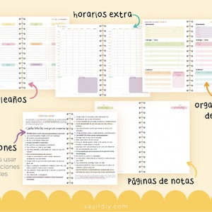 Agenda 2023 PDF para IMPRIMIR Tamaño final A5 o media carta Agenda Extendida 320 pág 380 stickers imagen 6