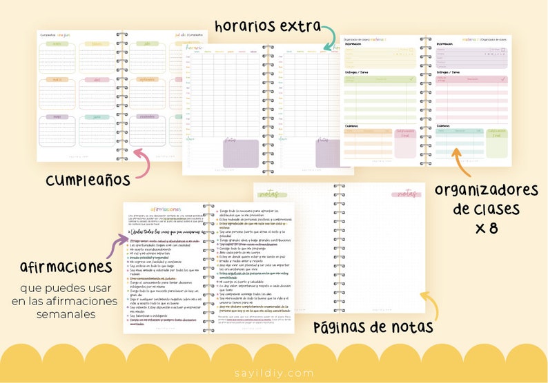 Agenda 2023 PDF para IMPRIMIR Tamaño final A5 o media carta Agenda Extendida 320 pág 380 stickers imagen 6