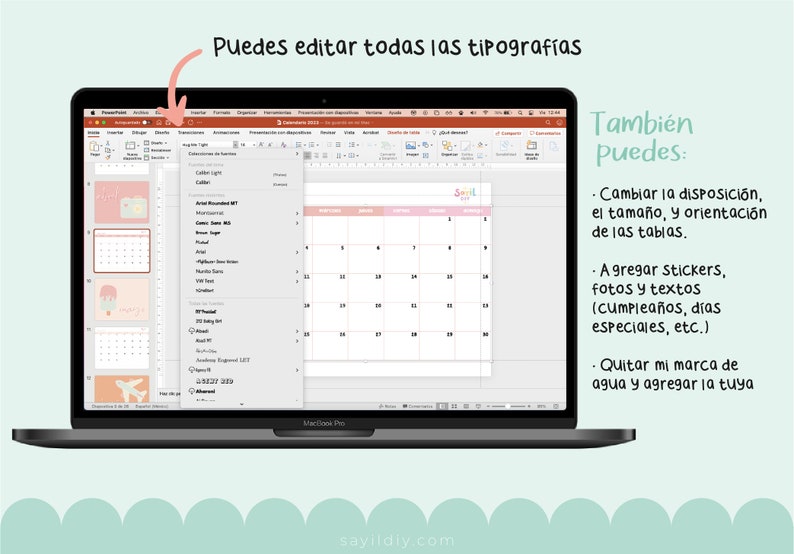 Calendario 2023 editable en Power Point imagen 3