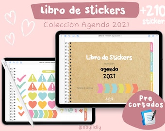 Sticker Book for Planner Digital, compatible with Goodnotes5 Pre-cut Digital Agenda Collection 2021