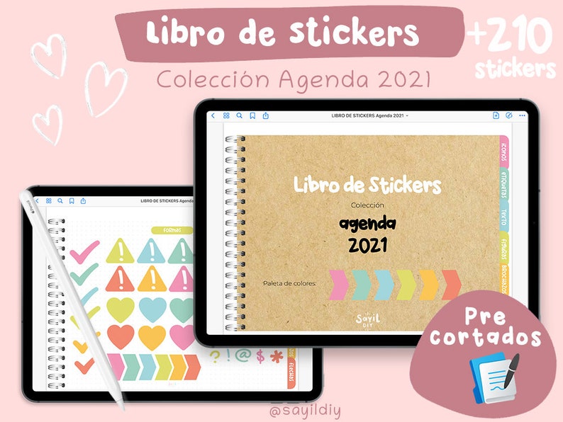 Libro de Stickers para Planner Digital, compatible con Goodnotes5 Pre-cortados Colección Agenda Digital 2021 imagen 1
