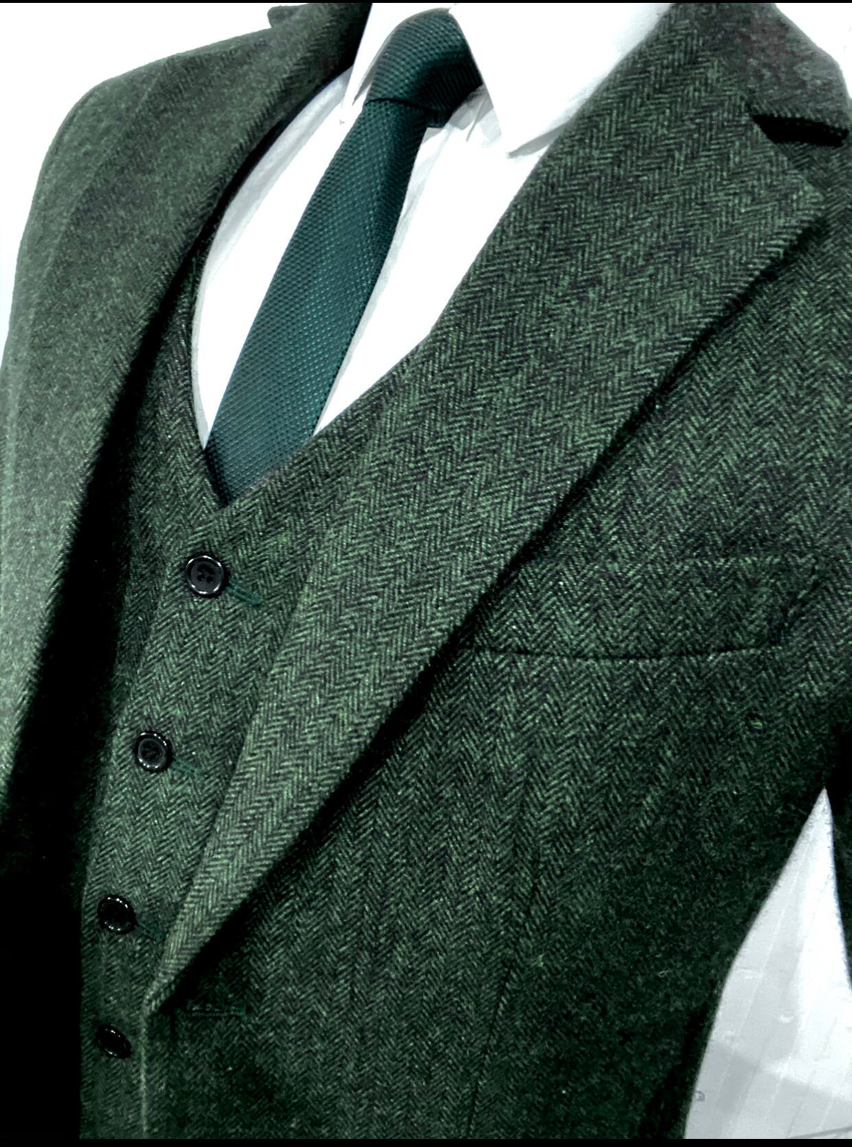 Green herringbone tweed jacket Clearance