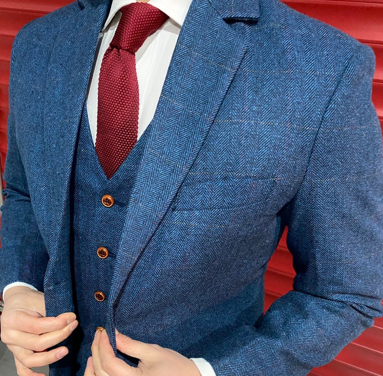 Peaky Blue Estate Herringbone Tweed 3 Piece Suit