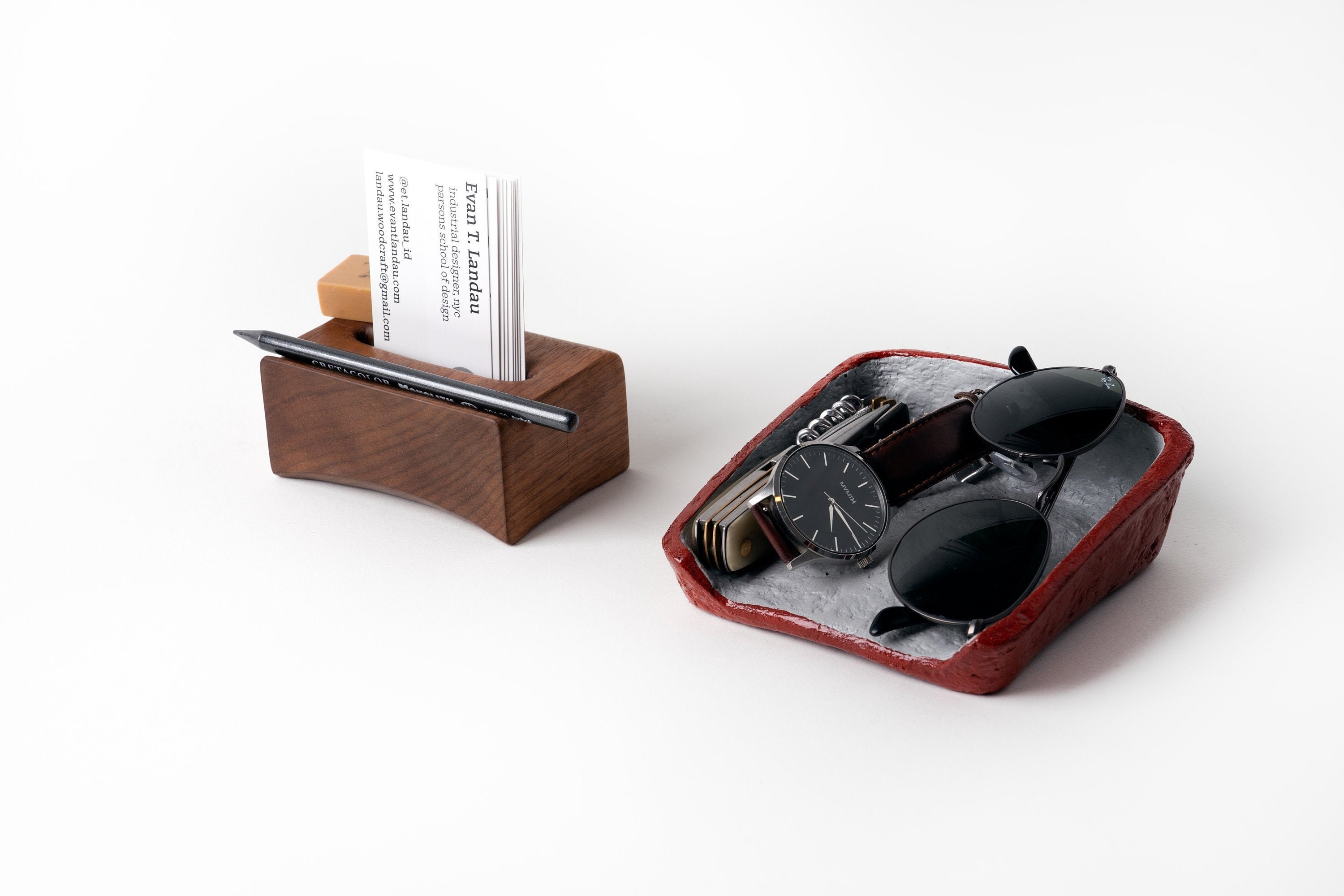 Walnut Desk Organizer Handmade Card & Special Pen/cil Holder Etsy