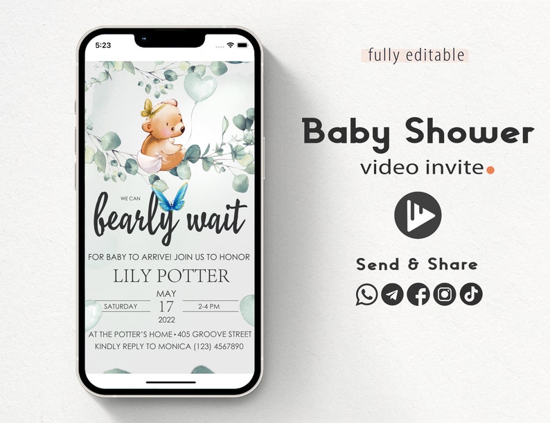 Baby Shower Video Invitation Birthday Invitation Shower Etsy