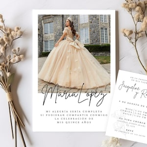Convite Quince Anos | Convite Quinceanera | Cartão de Convite de Aniversário com Foto | Para Imprimir
