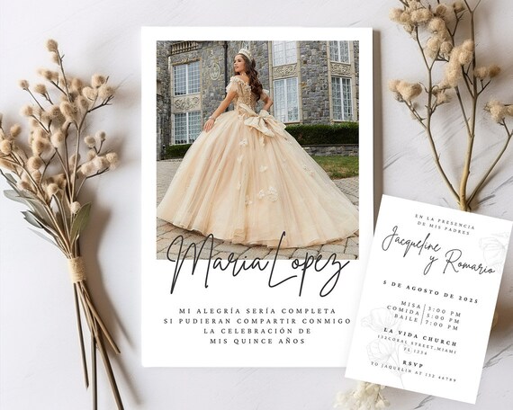 Quince Anos invitation | Quinceanera Invite | Birthday Invitation Card with Photo | Printable