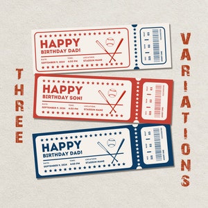 Bearbeitbare Baseballticketvorlage, Überraschung benutzerdefiniertes Baseballticketgeschenk, druckbare Geschenkidee DIY Eventticketgeschenk, Canva-Vorlage, Sportspiel