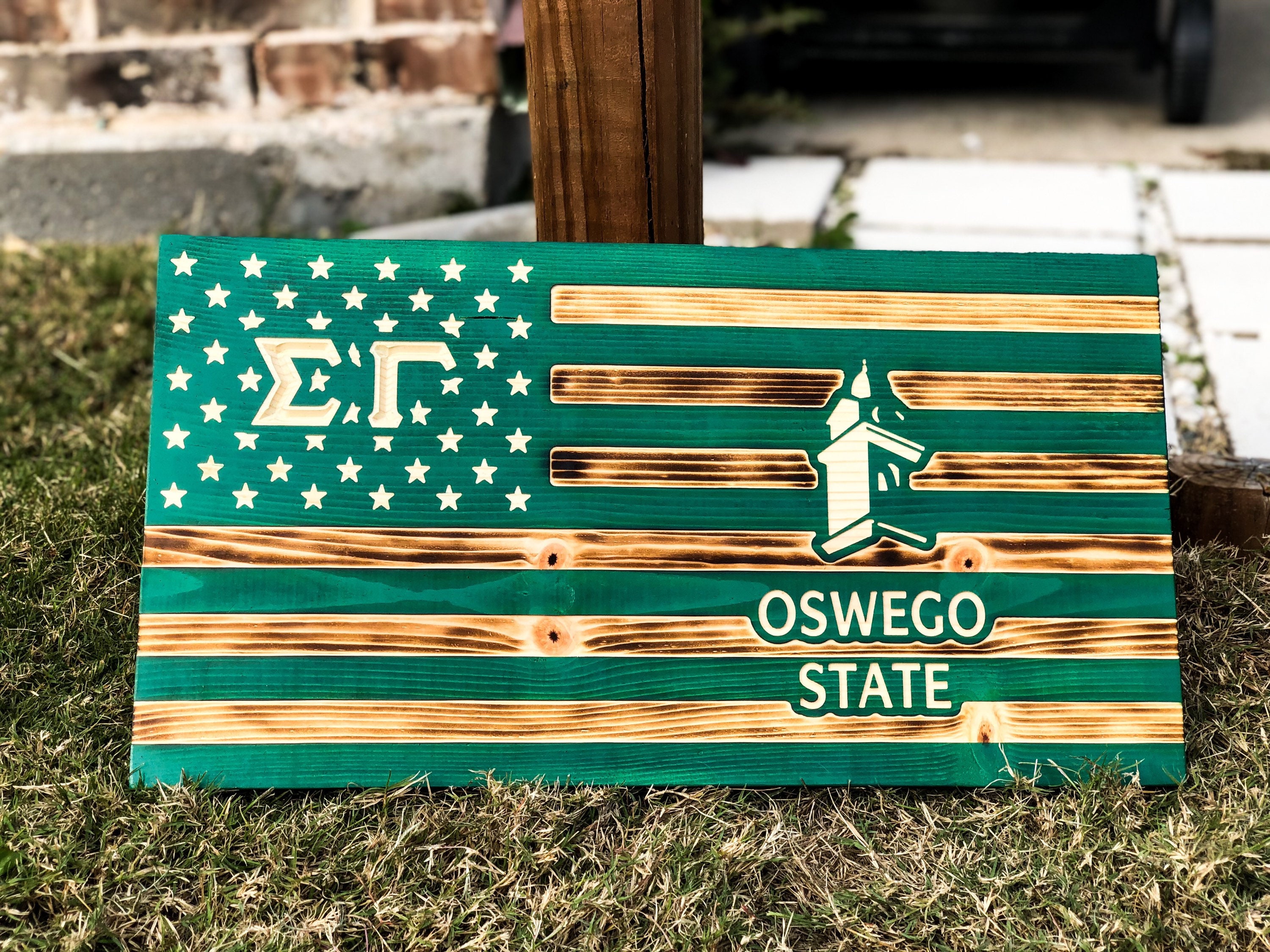 Personalized Fraternity Gifts Engraved Wood Flag Frat Gift Etsy