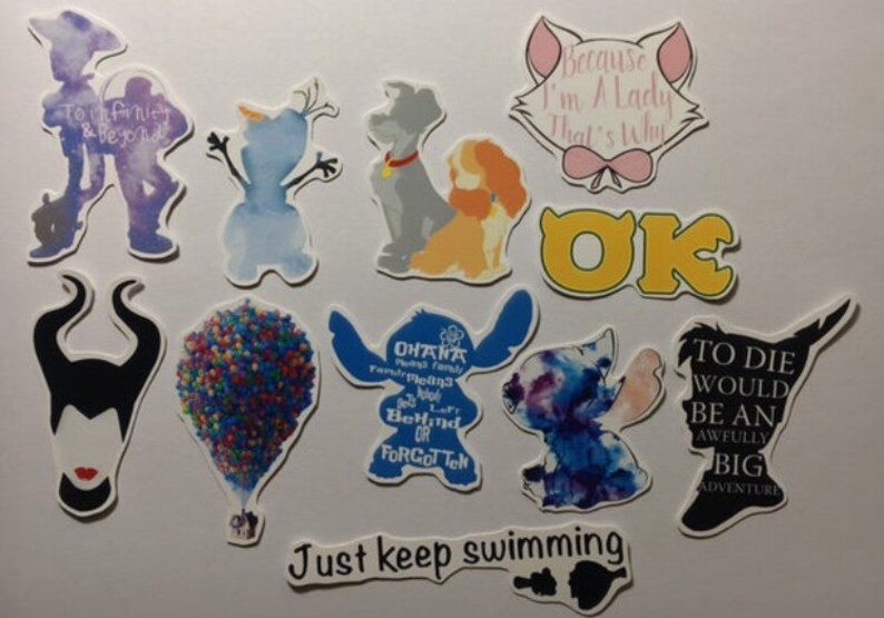 Disney Quote Characters Stickers 11 Pack - Etsy