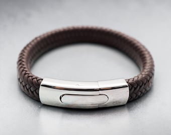 Pulseira de couro personalizada para meninos - Presente para neto - Presente para filho - Presente para adolescente - Pulseira personalizada com mensagem oculta