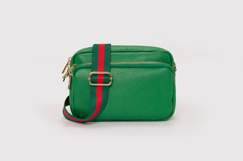 Crossbody Bag Leather Crossbody Bag Green + Red&Green