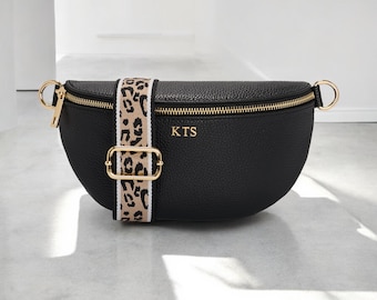 Riñonera de piel con estampado de leopardo - Correa para bolso de cintura de piel