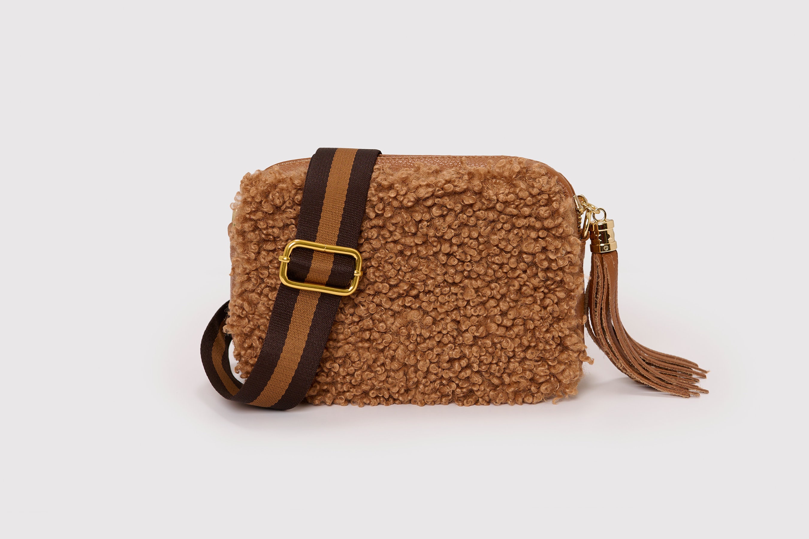 Faux shearling crossbody bag deals