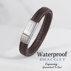Men’s Personalised Engraved Leather Bracelet, Custom Leather Bracelet, Personalised Leather Bracelet, Gift for Husband, Gift for Dad
