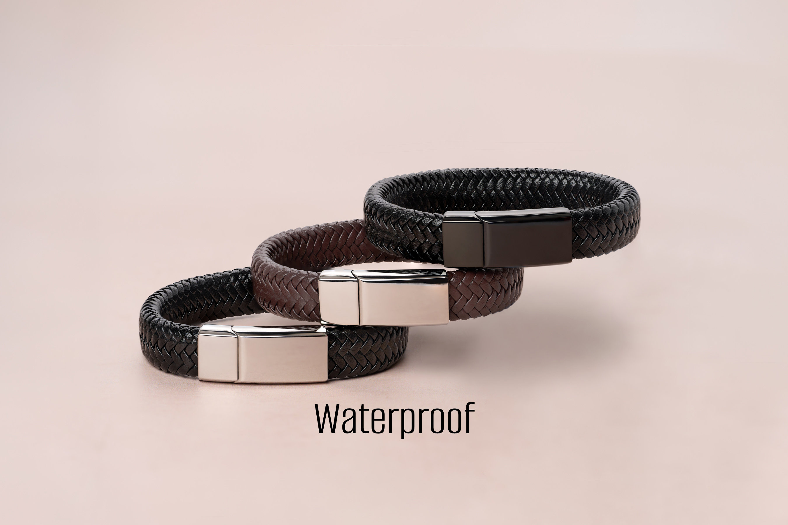Personalized Leather Bracelet For Men - Custom Name Engraving Waterproof Cuff For Dad Husband Boyfriend