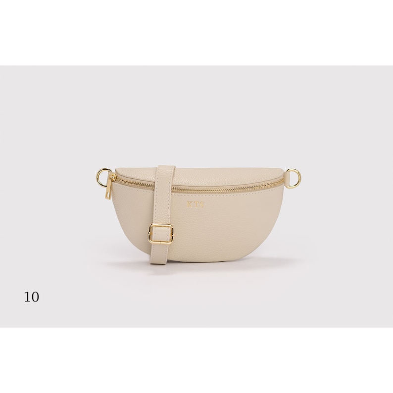 Personalised leather Bum Bag 10. Cream Classic