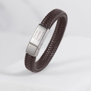 Personligt läderarmband, flätat armband för män, alla hjärtans dag-present.