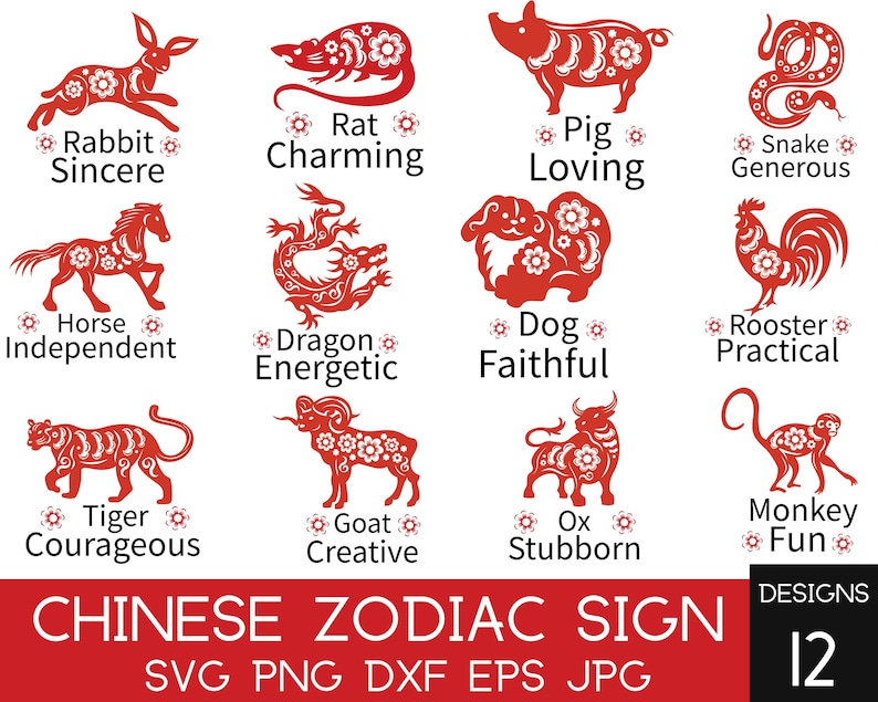 Zodiac Chinese Svg, Zodiac, SVG, PNG, DXF, Chinese 2023, Year of the(08)