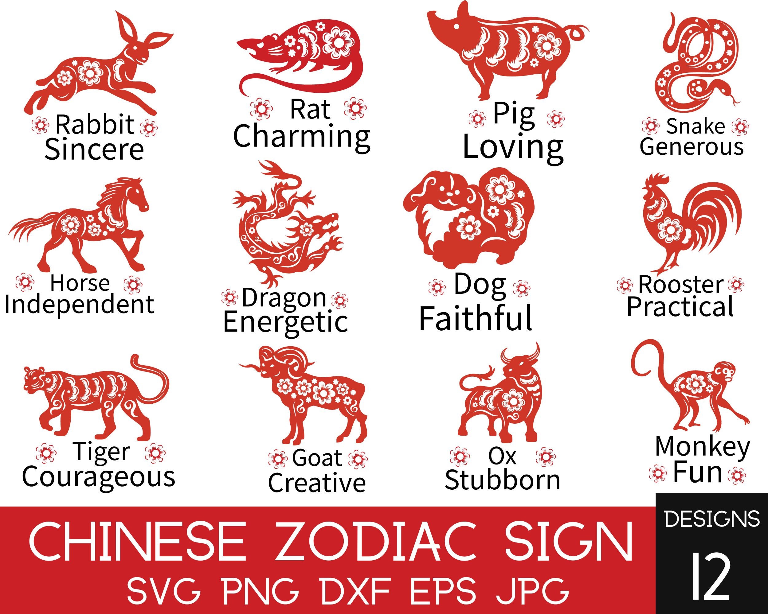 twelve chinese zodiac signs animal patches