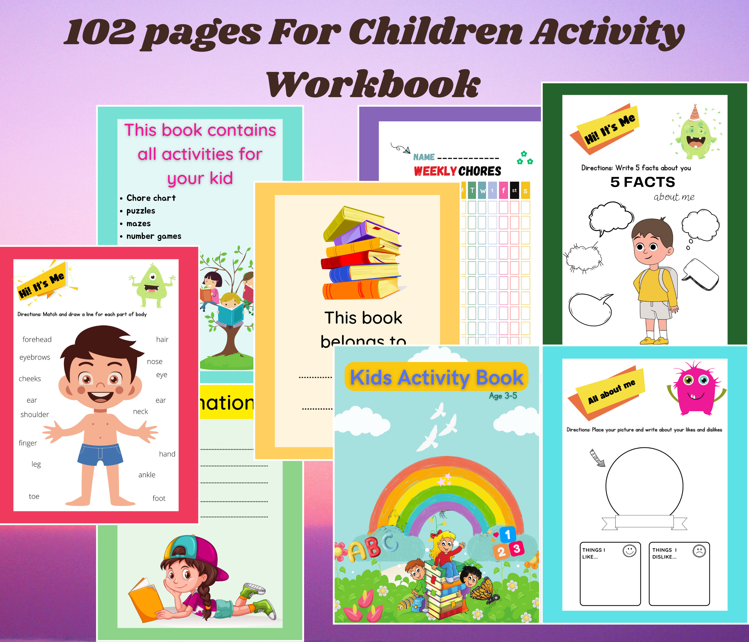 Amazing Children's Activity Book for 3-7 years old. Pre K to 1st grade level. Give your child a head start and help him/her grow!!