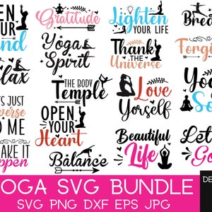 Archivos SVG de yoga para mujeres, palabras de empoderamiento de las mujeres, entusiastas del yoga, meditación Ohm, archivos svg de meditación, mensajes positivos de yoga, esteras de yoga