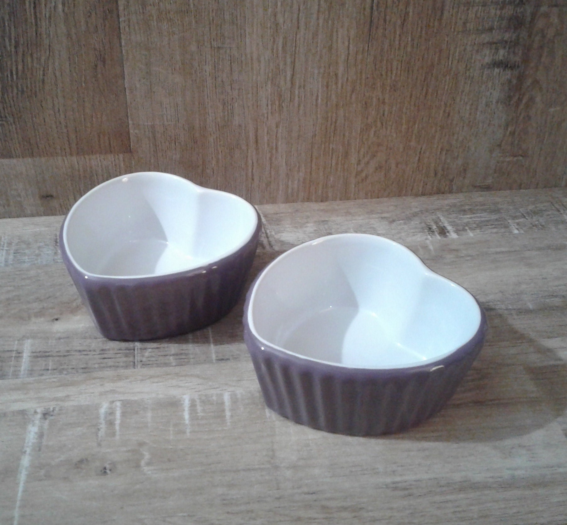 Set of TWO RAMEKINS in the Shape of HEARTS White Color and Etsy