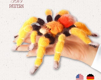 Crochet Pattern – Yellow Tarantula | Amigurumi Spider | PDF Tutorial.