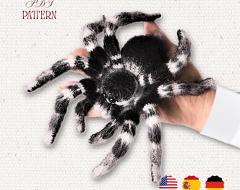 Crochet Pattern – Brazilian  Whiteknee Tarantula | Realistic Amigurumi Spider | PDF Tutorial.