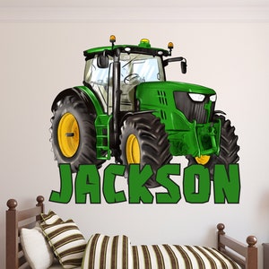 May include: Green and black tractor wall decal with the name "JACKSON" in green letters.