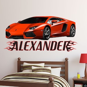 Racing Car Wall Decals - Custom Name Wall Decals for Boys Room - Car Wall Sticker - Racing Car Wall Decor - Kids Bedroom Wall Art