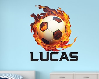 Soccer Wall Decal Personalized Name Wall Decals for Boys Room Custom Soccer Wall Decor Art Sport Kids Bedroom Decor Wall Sticker