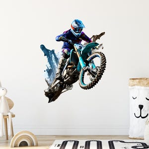 Dirt Bike Wall Decals, Motocross Wall Sticker, Sports Motorbike Wall Art, Kids Room Wall Decor Motorcycle Mural Poster Gift
