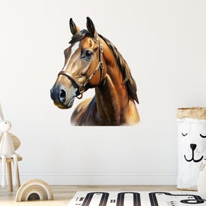 Watercolor Horse Wall Sticker, Wall Decals Kids Bedroom Decor Animal Wall Decor Room Horse Head  Mural Poster