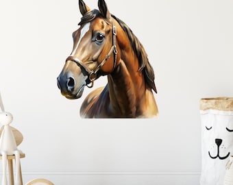 Watercolor Horse Wall Sticker, Wall Decals Kids Bedroom Decor Animal Wall Decor Room Horse Head  Mural Poster
