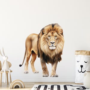 Lion Wall Sticker, Wall Decal, Safari Animal Wall Decor Watercolor Wall Art Lion Mural Sticker Poster Print