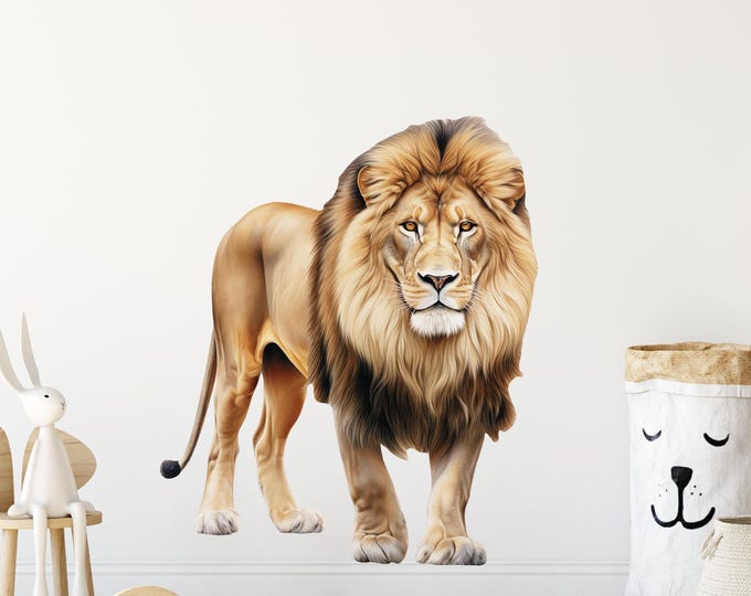 Lion Wall Sticker, Wall Decal, Safari Animal Wall Decor Watercolor Wall ...